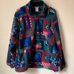 Vintage L. L. Bean Winter Themed Fleece Pullover